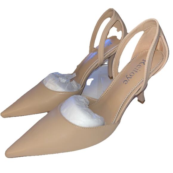 Reitoye Women’s Stiletto D’Orsay Pumps Sexy Pointed Toe Dress Pump size 8 Nude - Picture 3 of 7